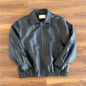 OAK + FORT black vegan leather bomber jacket